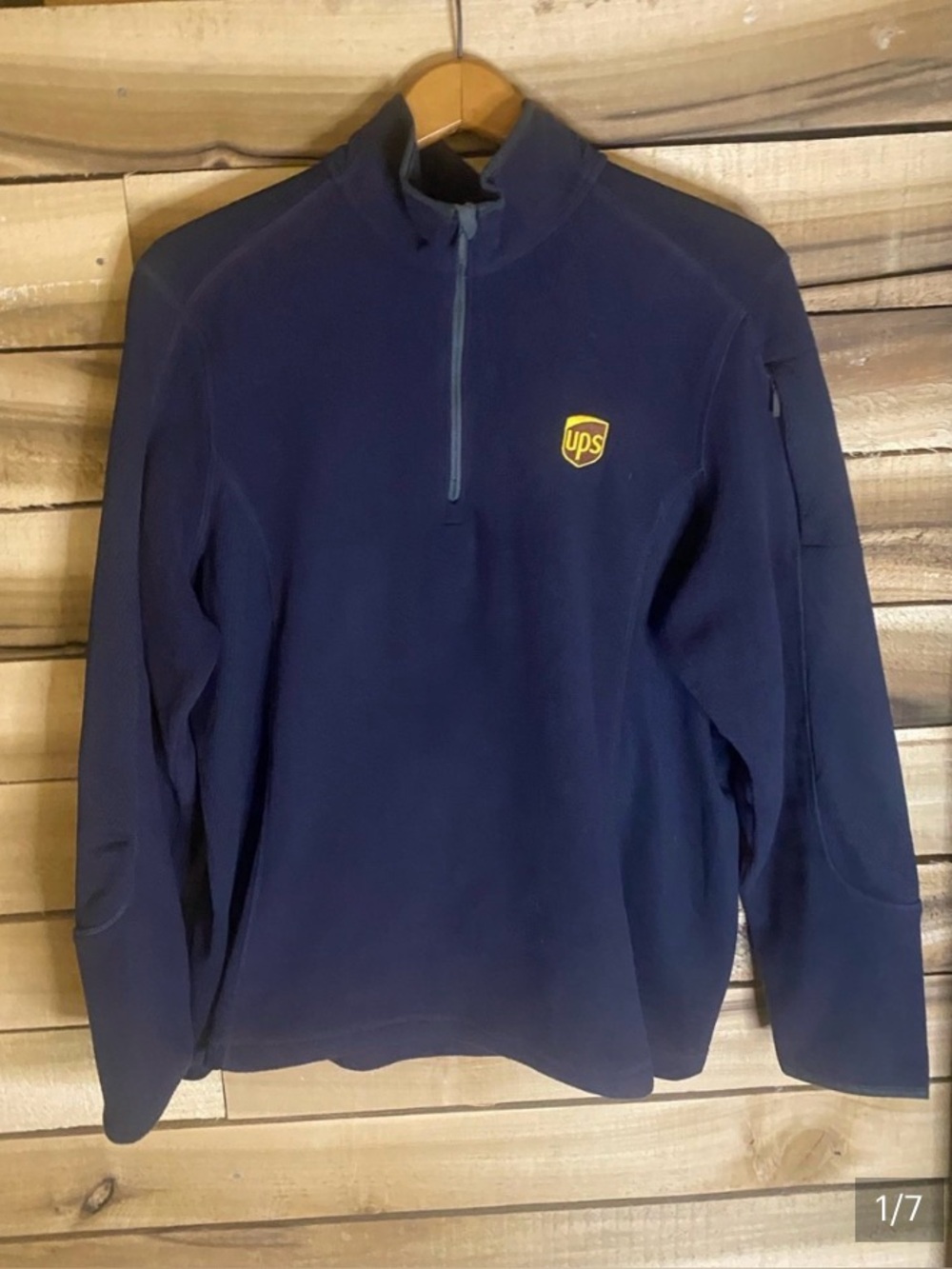 UPS Navy Quarter-Zip Pullover with Yellow Logo size XL